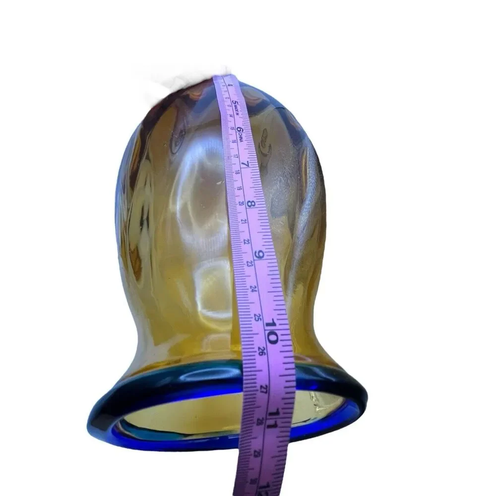 Blenko Vase Optic Glass Wheat Cobalt Vintage Possibly Hank Adams 10.5 X 5.5 X 4